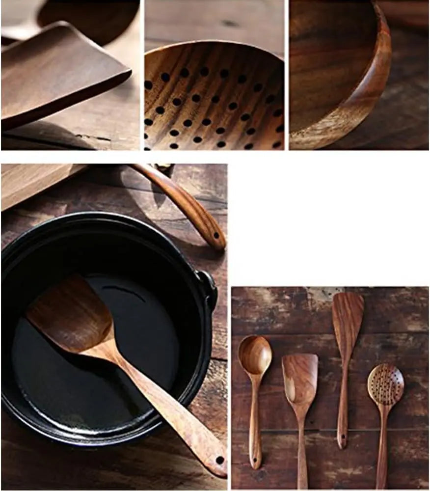 Kitcher Natural Wood Spatula Set – 5-Piece, Food-Grade & Heat-Resistant