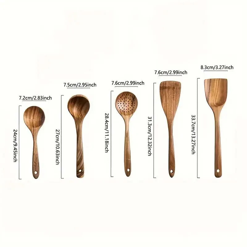 Kitcher Natural Wood Spatula Set – 5-Piece, Food-Grade & Heat-Resistant
