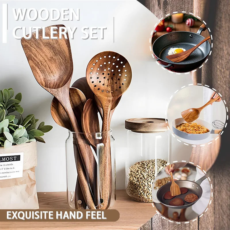 Kitcher Natural Wood Spatula Set – 5-Piece, Food-Grade & Heat-Resistant