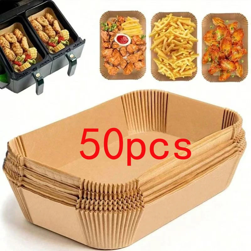 Kitcher Air Fryer Liner Paper – Non-Stick, Heat-Resistant & Oil-Proof (50 or 100 Pcs)