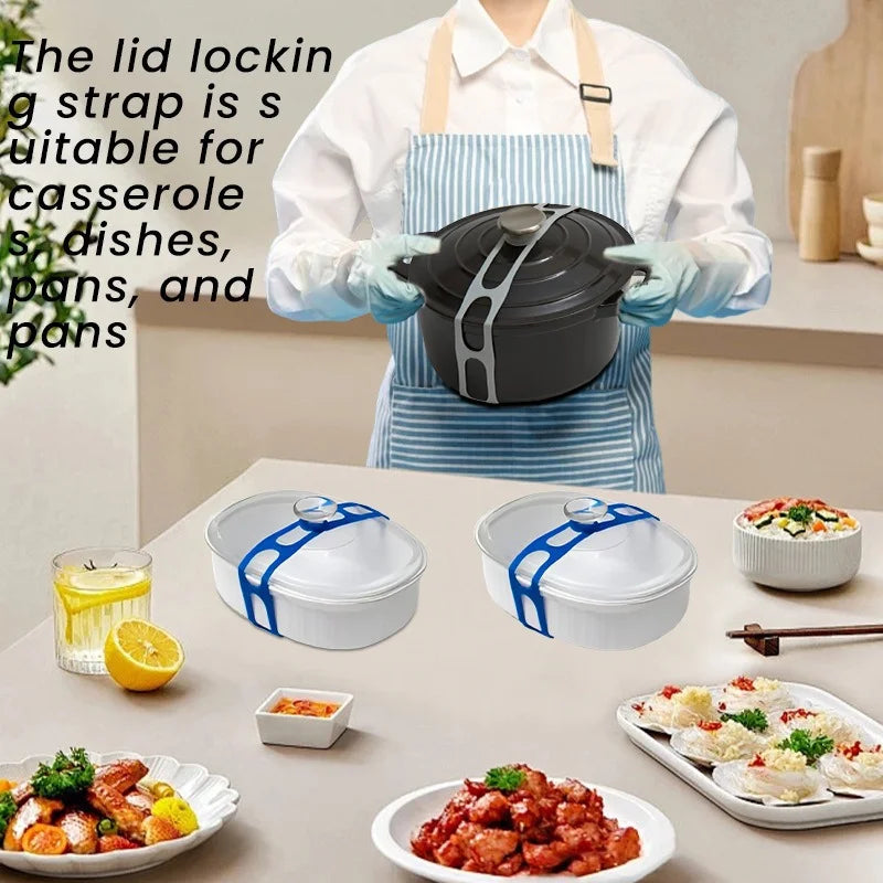 Kitcher Reusable Universal Lid Straps – Secure Fastening for Pots, Pans & More