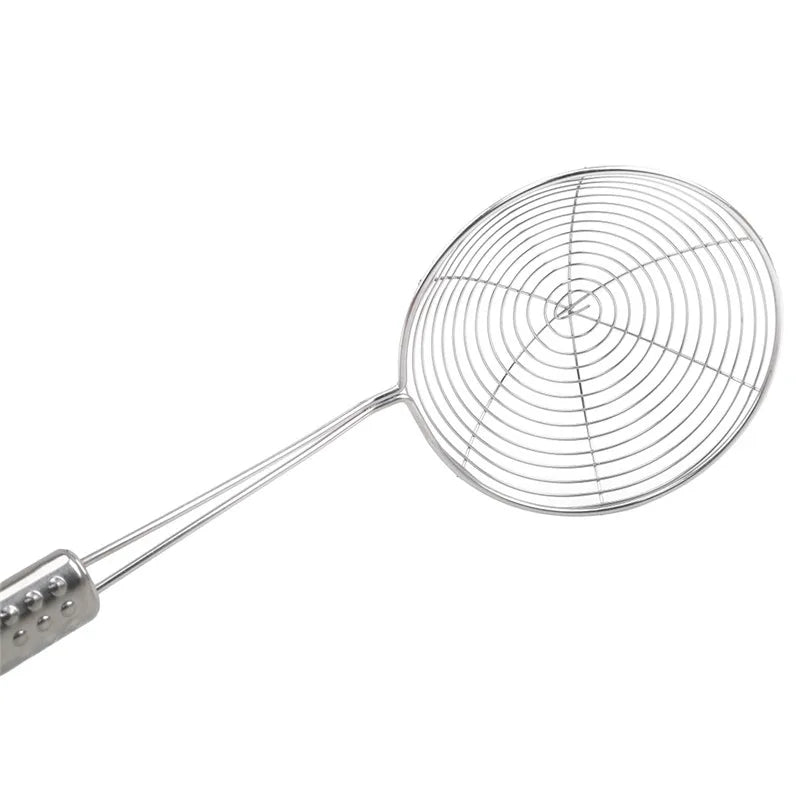 Kitcher Stainless Steel Spider Skimmer Strainer – Silicone Handle, Oval Fine Mesh