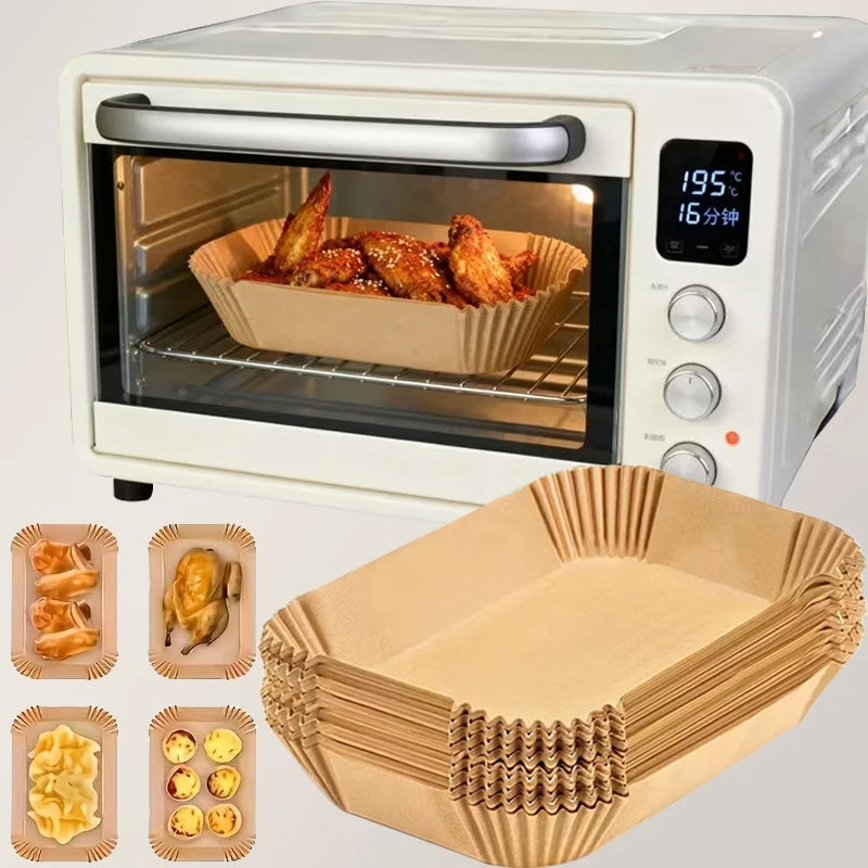 Kitcher Air Fryer Liner Paper – Non-Stick, Heat-Resistant & Oil-Proof (50 or 100 Pcs)