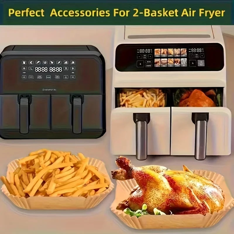 Kitcher Air Fryer Liner Paper – Non-Stick, Heat-Resistant & Oil-Proof (50 or 100 Pcs)