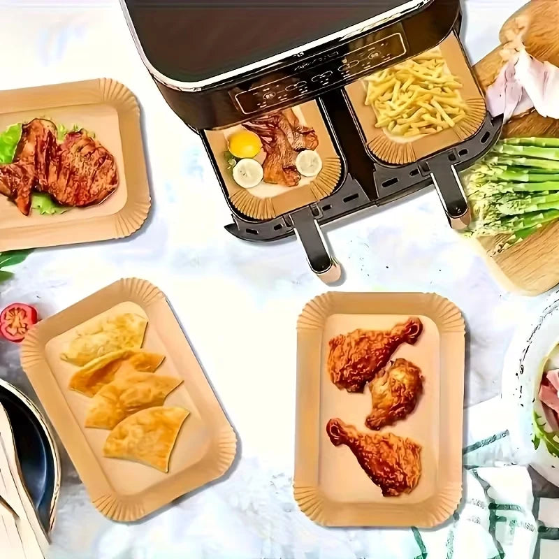 Kitcher Air Fryer Liner Paper – Non-Stick, Heat-Resistant & Oil-Proof (50 or 100 Pcs)