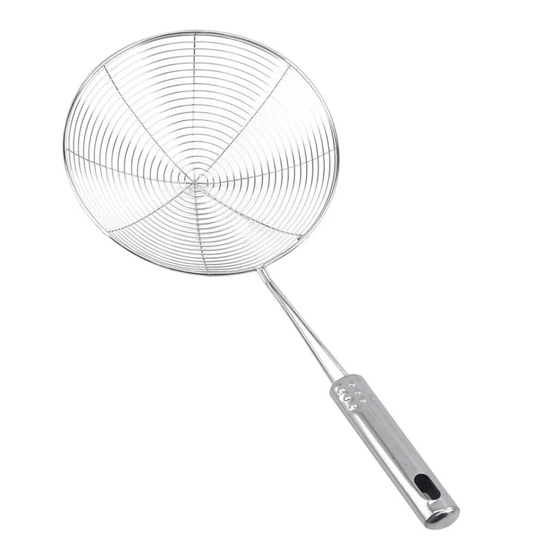 Kitcher Stainless Steel Spider Skimmer Strainer – Silicone Handle, Oval Fine Mesh