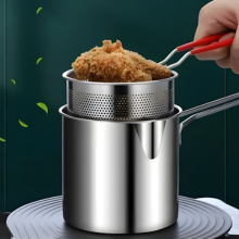 Mini Deep Fryer Pot with Basket - Stainless Steel
